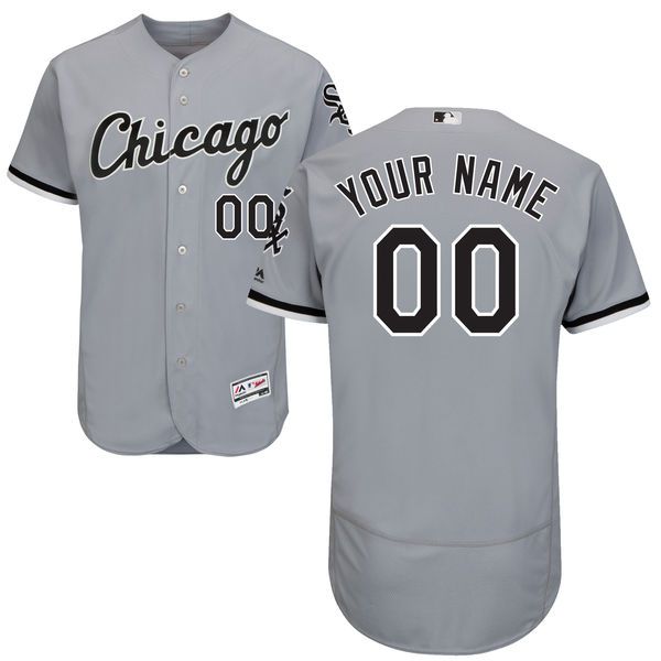 Men Chicago White Sox Majestic Road Gray Flex Base Authentic Collection Custom MLB Jersey